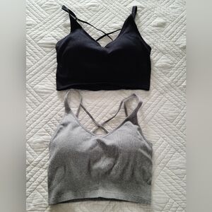 Black and Gray Strappy Bralette Set